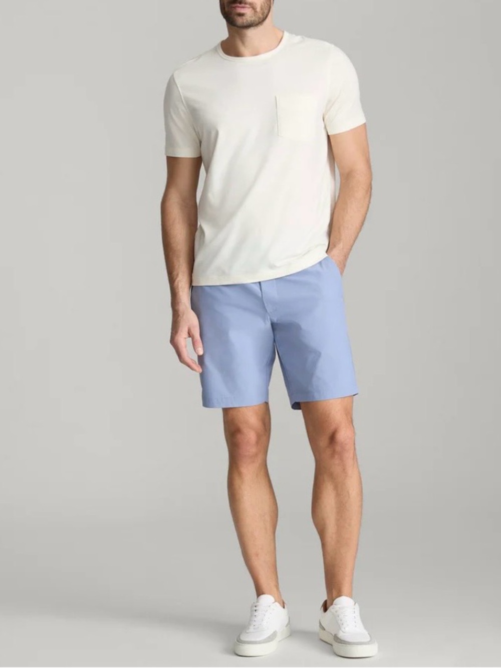 UNTUCKit Chancellor Traveler Tech Shorts Light Blue 9" Inseam Men’s 36
